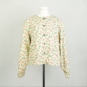 Vintage Collarless Floral Twill Jacket | Size M/L